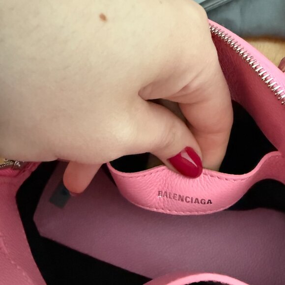 NWT Balenciaga Ville Handbag + Shoulder Bag In Violet Pink Inlaid Logo - Picture 15 of 16